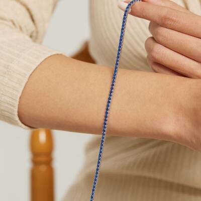 Lacivert Taşlı Su Yolu Altın Bileklik - 1