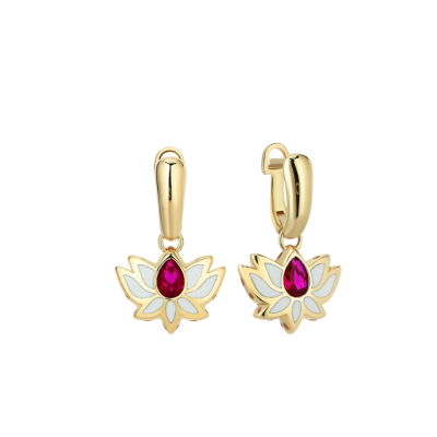 Lotus Beyaz Mineli Cetaş Küpe - Cetaş 