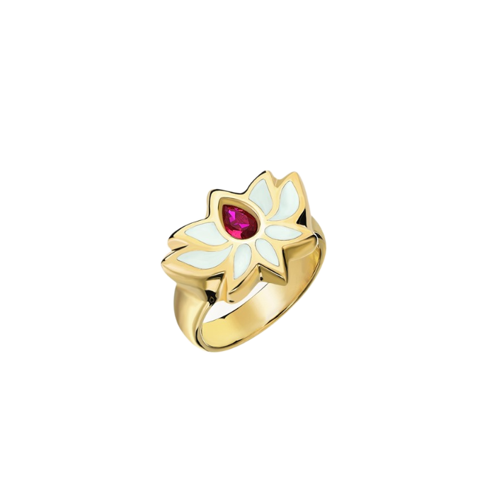 Lotus Beyaz Mineli Cetaş Yüzük - Cetaş 