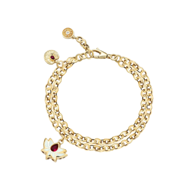 Lotus Beyaz Mineli Çift Sıra Cetaş Bileklik - Cetaş 