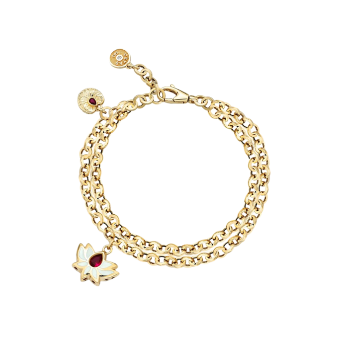 Lotus Beyaz Mineli Çift Sıra Cetaş Bileklik - Cetaş 