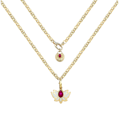 Lotus Beyaz Mineli Çift Sıra Cetaş Kolye - Cetaş 