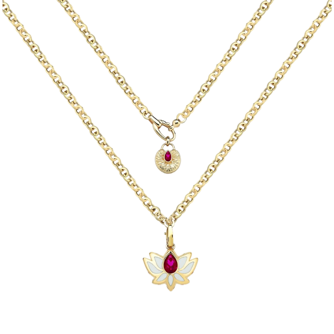 Lotus Beyaz Mineli Çift Sıra Cetaş Kolye - Cetaş 