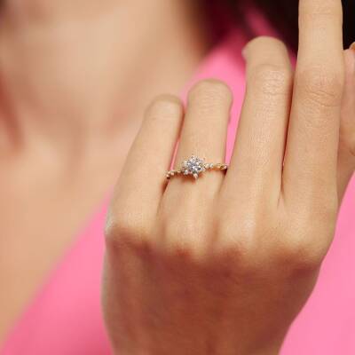 Lotus Model Tektaş Altın Yüzük - 1