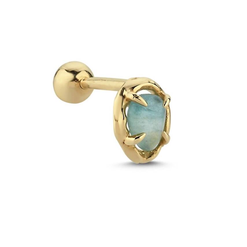 Mavi Damla Taşlı Altın Tragus Piercing - Semih Haşhaş Kuyumculuk