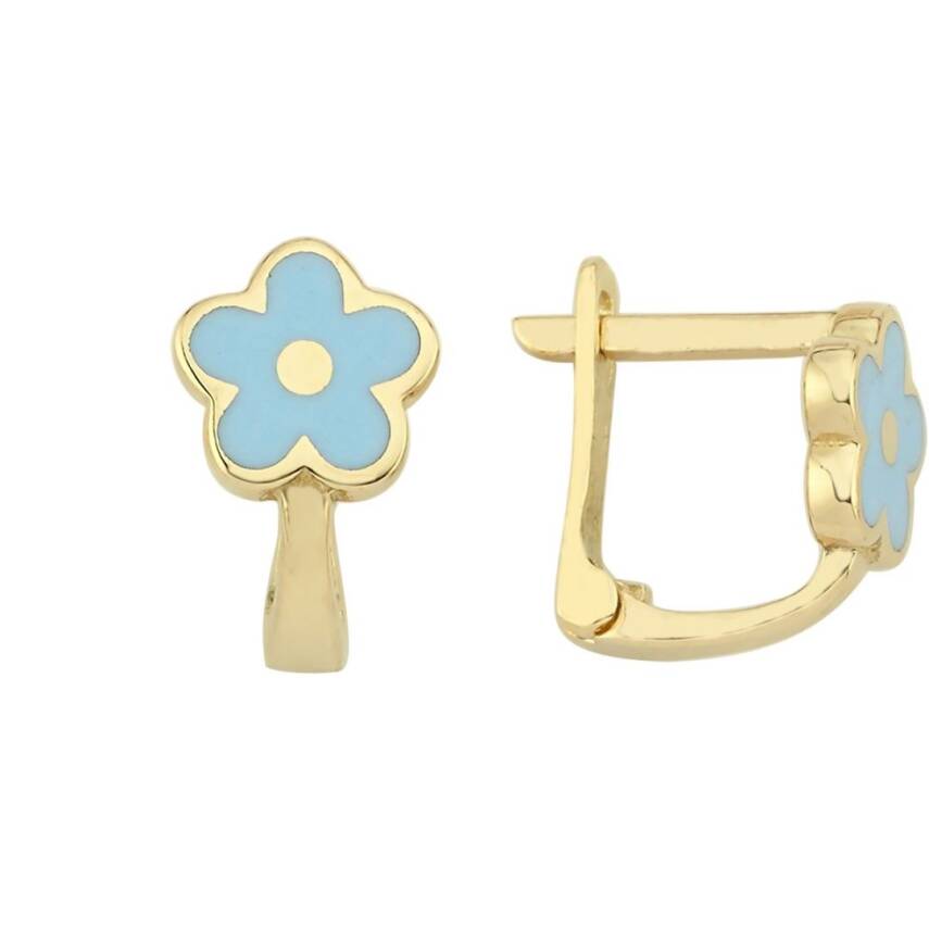 Mavi Mineli Altın Çocuk Küpesi - Semih Haşhaş Kuyumculuk