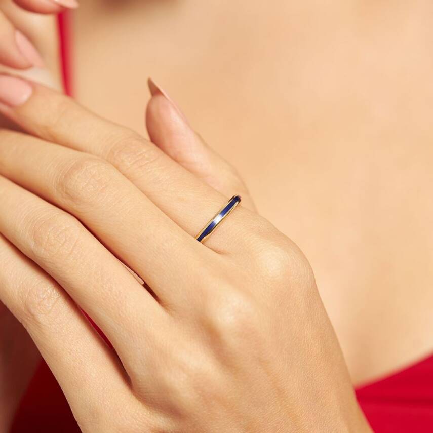 Mavi Mineli CETAŞ Altın Yüzük - CETAŞ