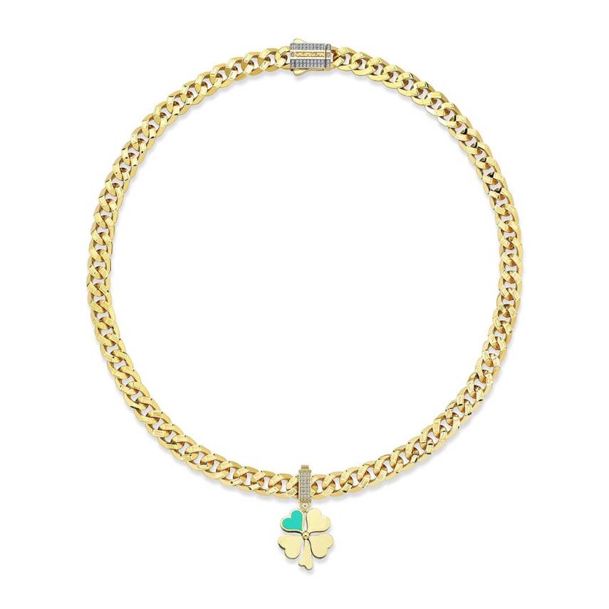 Mavi Mineli Dört Yapraklı Yonca Charm - 3