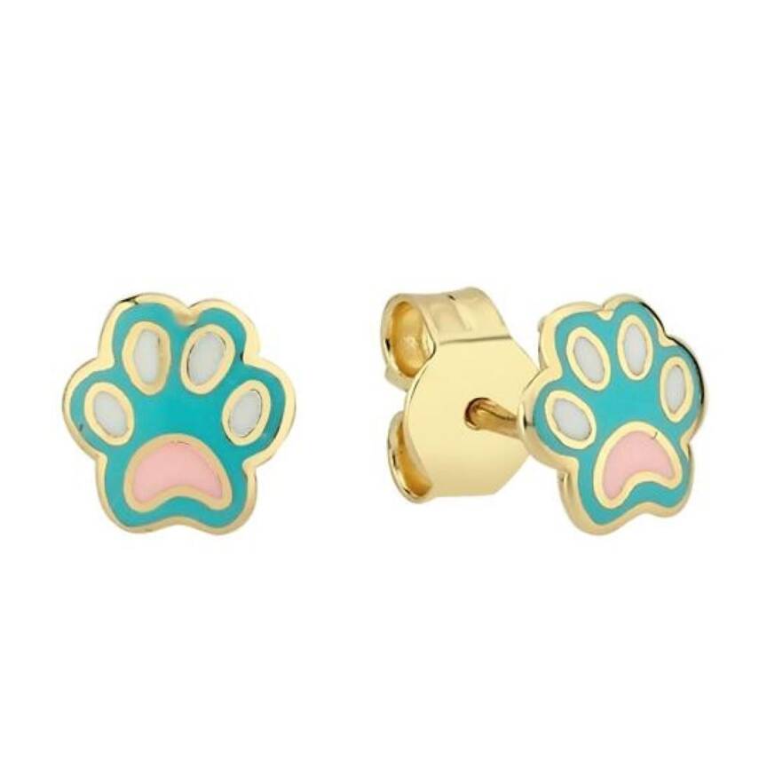 Mavi Mineli Pati Altın Çocuk Küpesi - Semih Haşhaş Kuyumculuk