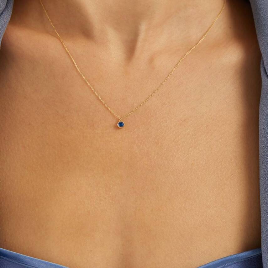 Mavi Taşlı Altın Kolye - Semih Haşhaş Kuyumculuk