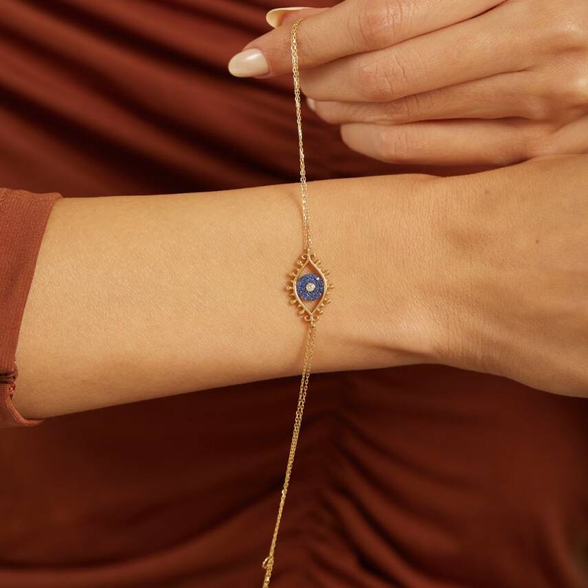 Mavi Taşlı Göz Altın Bileklik - Semih Haşhaş Kuyumculuk (1)