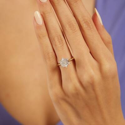 Mega Lotus Model Tektaş Altın Yüzük - 1