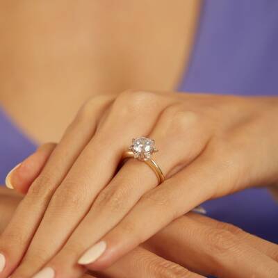 Mega Lotus Model Tektaş Altın Yüzük - 2