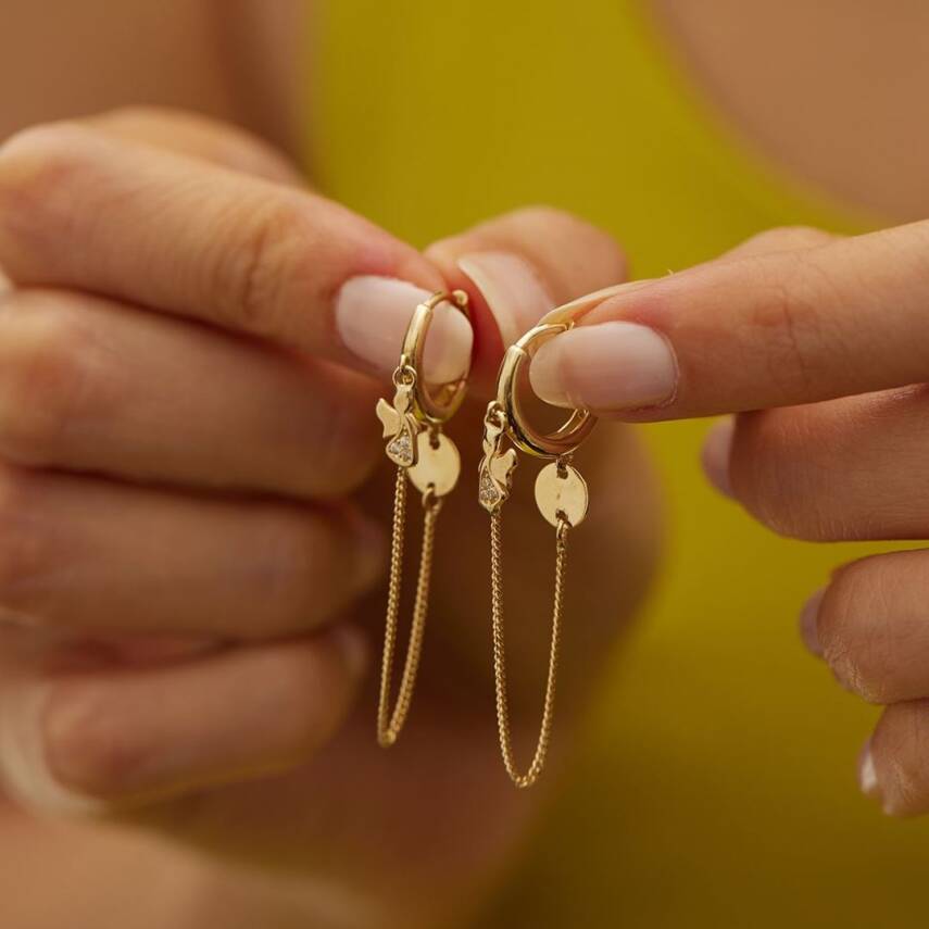 Melek Sallantılı Altın Küpe - Semih Haşhaş Kuyumculuk