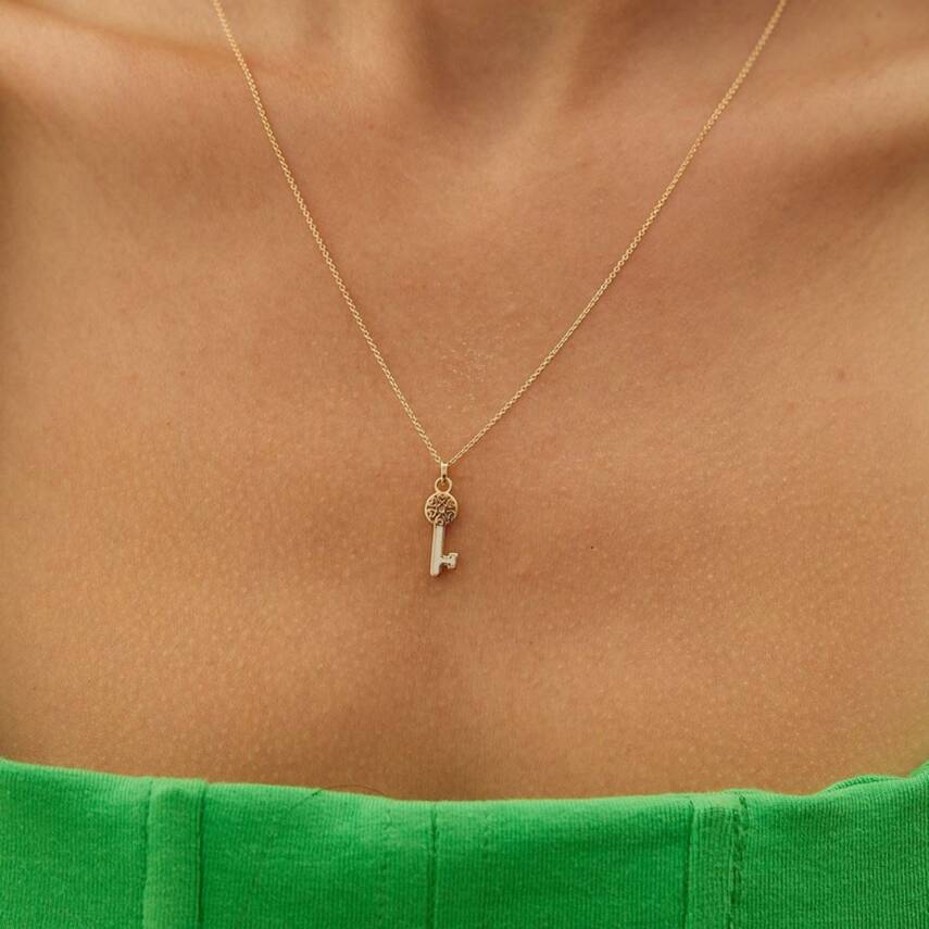 Mineli Altın Anahtar Kolye - Semih Haşhaş Kuyumculuk