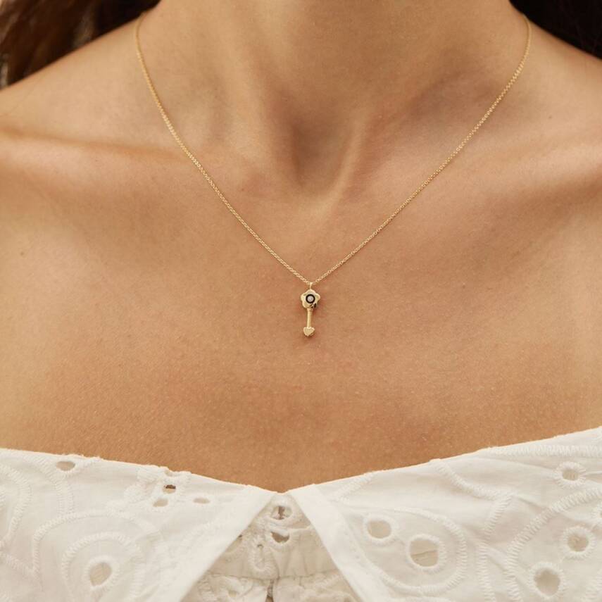 Mineli Anahtar Altın Kolye Ucu - 1