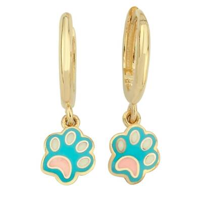 Mineli Kedi Patisi Sallantılı Altın Çocuk Küpesi - 1