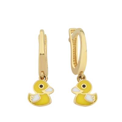 Mineli Ördek Sallantılı Altın Çocuk Küpesi - 1