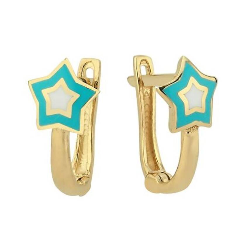 Mineli Yıldız Figürlü Altın Çocuk Küpesi - Semih Haşhaş Kuyumculuk