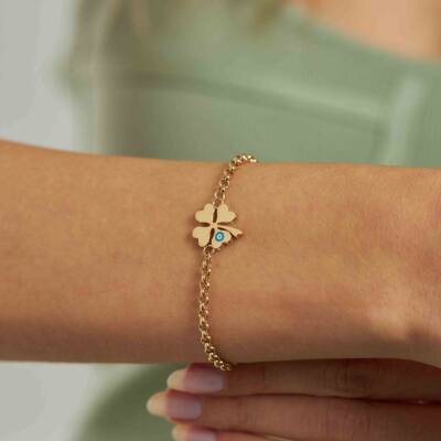 Mineli Yonca Altın Bileklik - 1