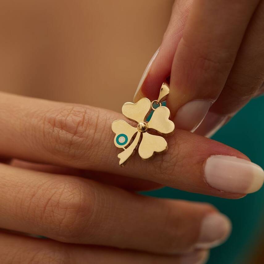 Mineli Yonca Altın Kolye Ucu - Semih Haşhaş Kuyumculuk