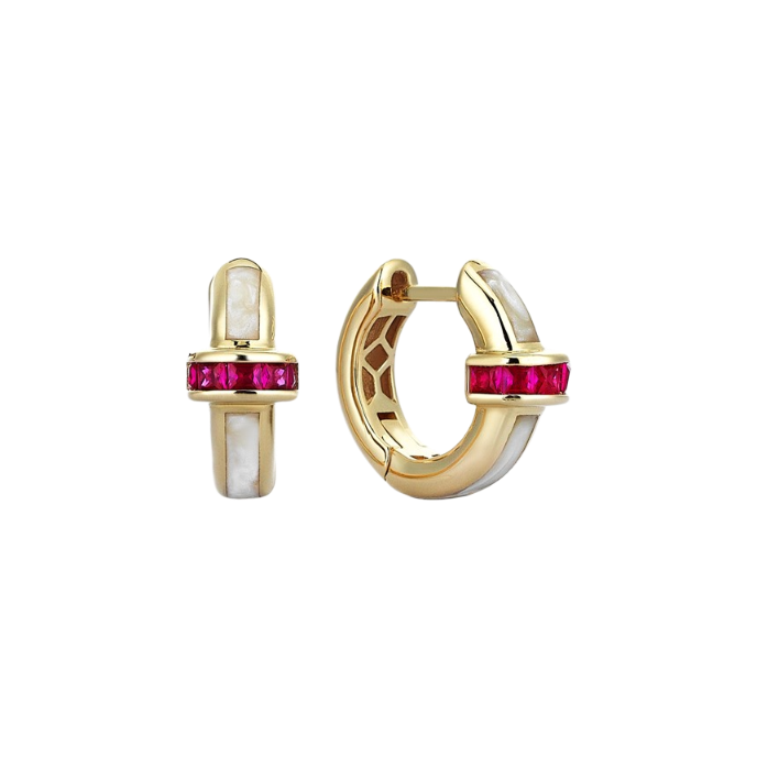  Minima Sedef Mineli Altın Cetaş Küpe - Cetaş 