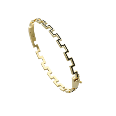  Minima Siyah Mineli Zigzag Altın Cetaş Kelepçe - 1