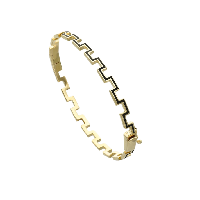  Minima Siyah Mineli Zigzag Altın Cetaş Kelepçe - Cetaş 