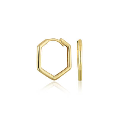 Minimal Altıgen Altın Halka Küpe - 1