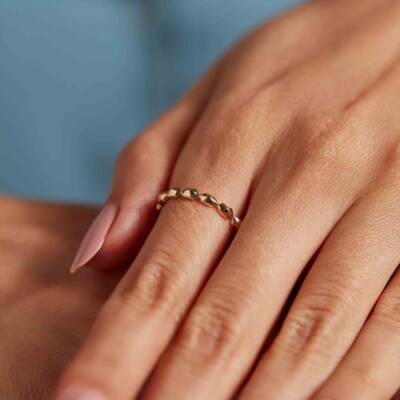 Minimal Altıgen Altın Yüzük - 1