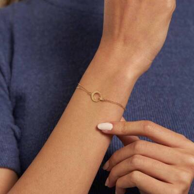 Minimal Ay Yıldızlı Altın Bileklik - 1