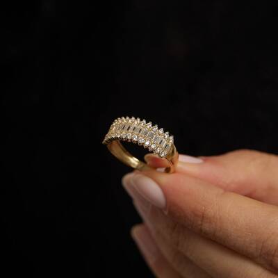 Minimal Baget Taşlı Altın Yüzük - 2