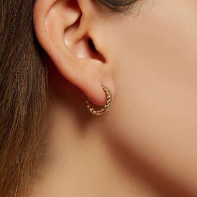 Minimal Burgu Halka Altın Küpe - 1