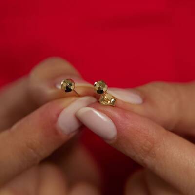 Minimal Disko Top Altın Küpe - 2