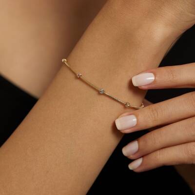 Minimal Dorika Toplu Balıksırtı Zincir Altın Bileklik - 1