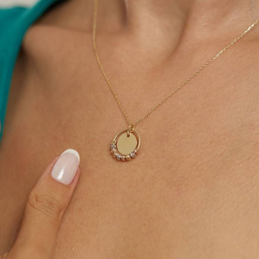 Minimal Dorikalı Yuvarlak Plaka Altın Kolye - Semih Haşhaş Kuyumculuk