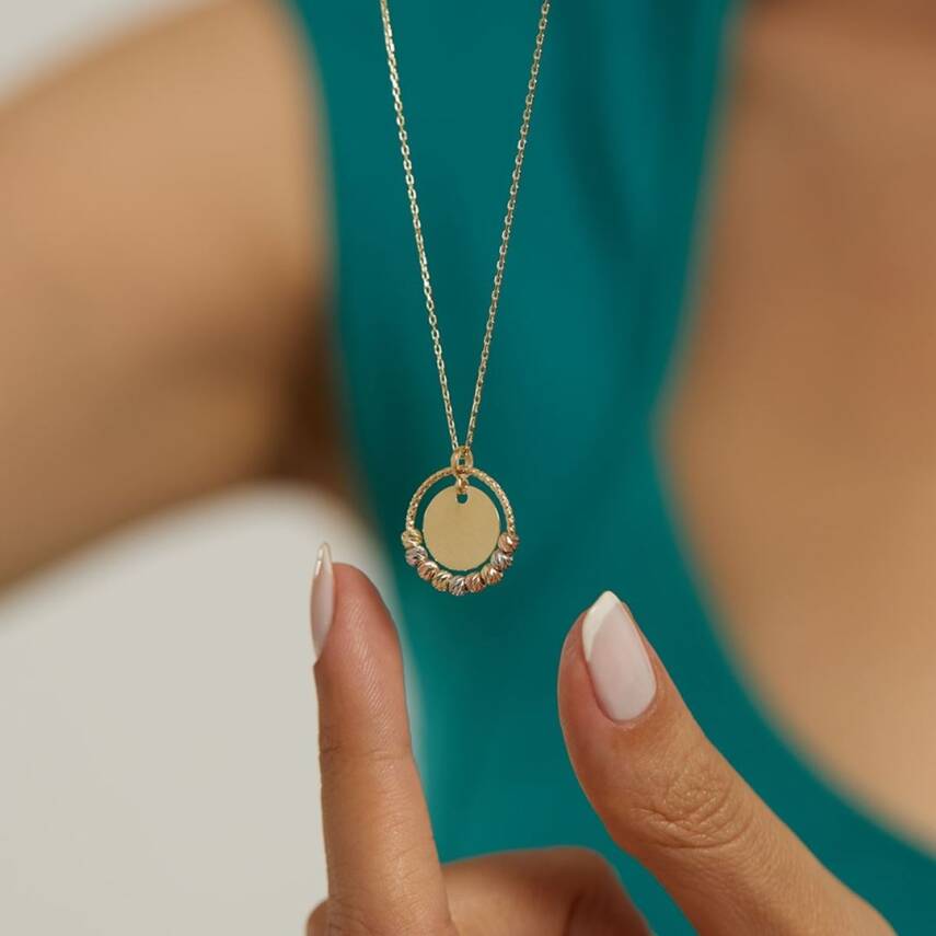 Minimal Dorikalı Yuvarlak Plaka Altın Kolye - Semih Haşhaş Kuyumculuk (1)