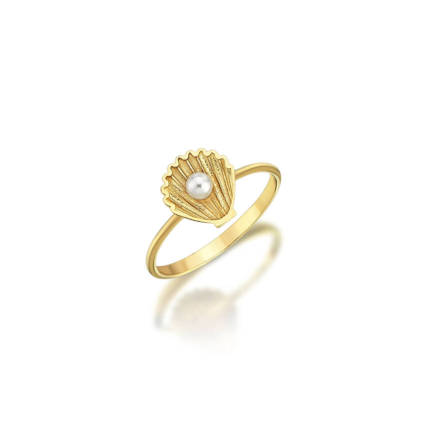 Minimal İnci Altın Yüzük - 1