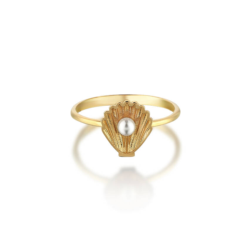 Minimal İnci Altın Yüzük - 2