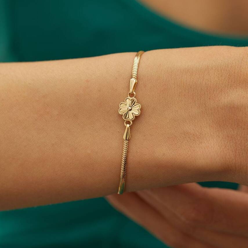 Minimal Kalemli Yonca balıksırtı Zincir Altın Bileklik - Semih Haşhaş Kuyumculuk (1)