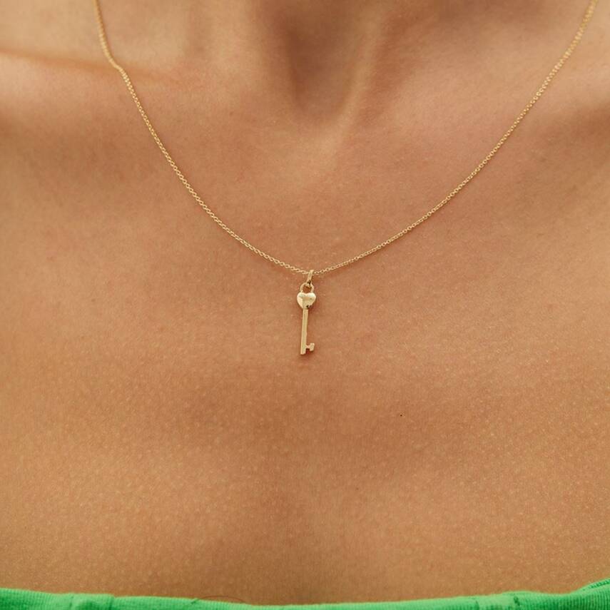 Minimal Kalp Anahtar Altın Kolye - Semih Haşhaş Kuyumculuk