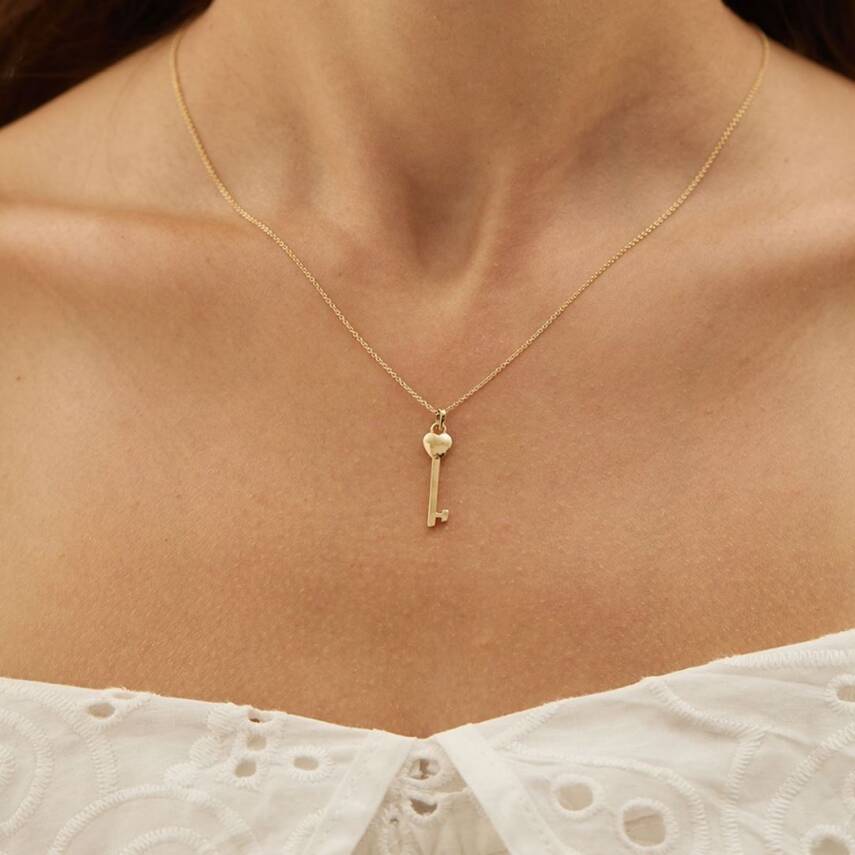Minimal Kalp Anahtar Altın Kolye - Semih Haşhaş Kuyumculuk (1)