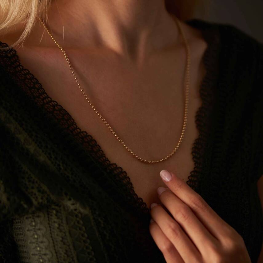 Minimal Sade Top Altın Kolye - 2