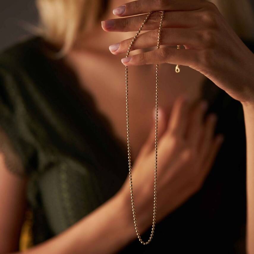 Minimal Sade Top Altın Kolye - 1