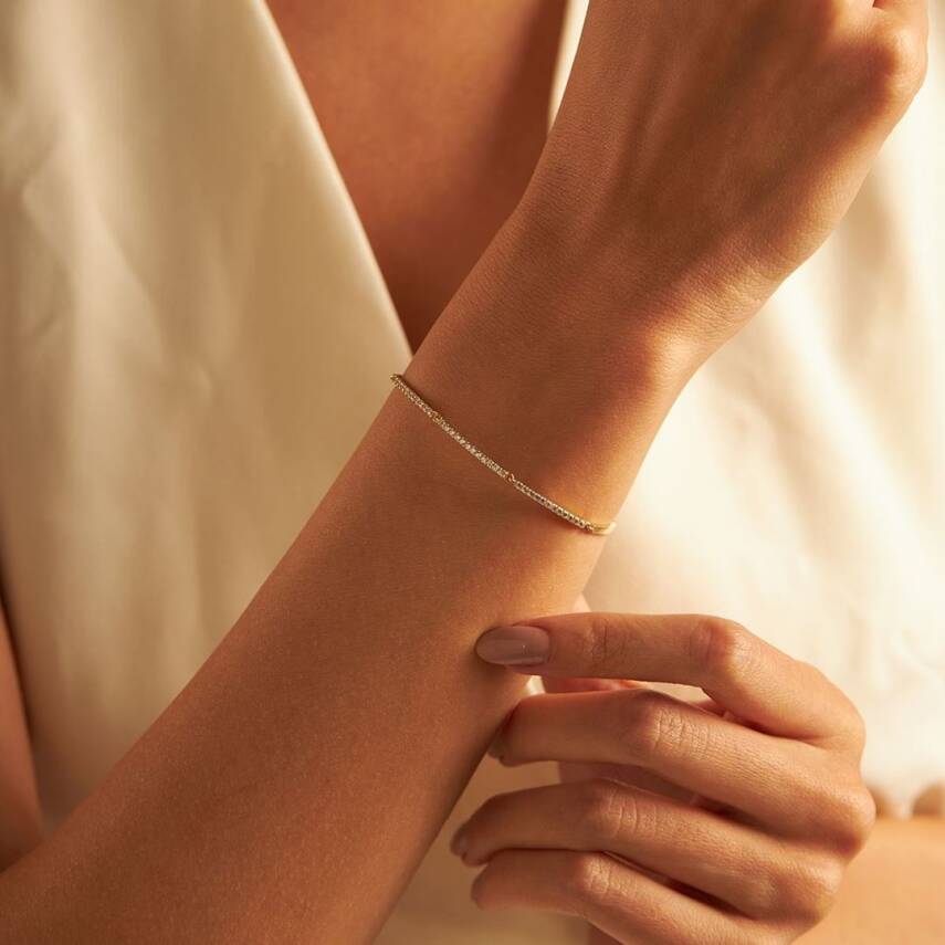 Minimal Taşlı Şerit Bileklik - Semih Haşhaş Kuyumculuk