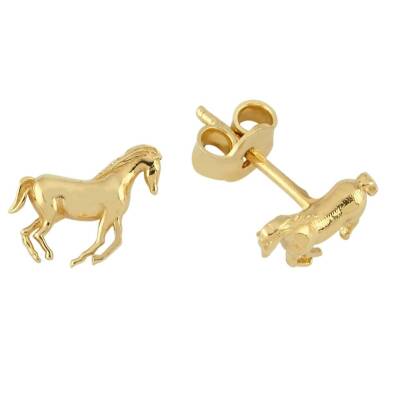 Minimal Vidalı At Altın Küpe - 1