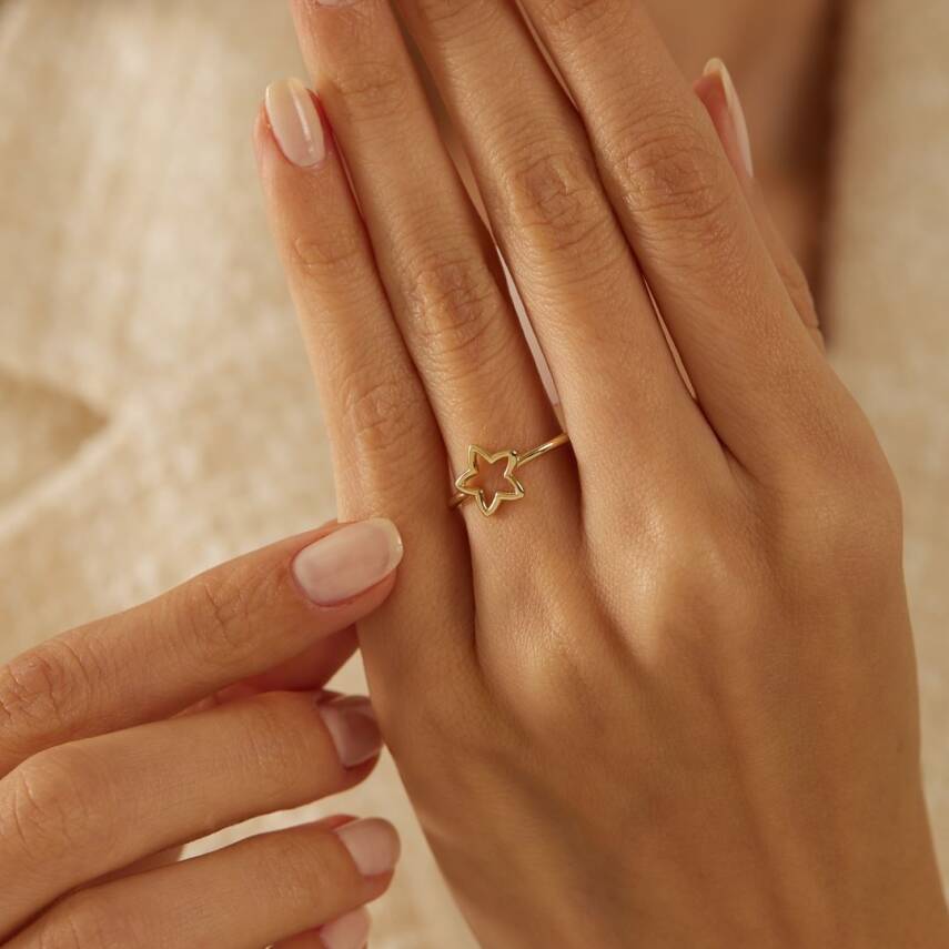 Minimal Yıldız Altın Yüzük - Semih Haşhaş Kuyumculuk