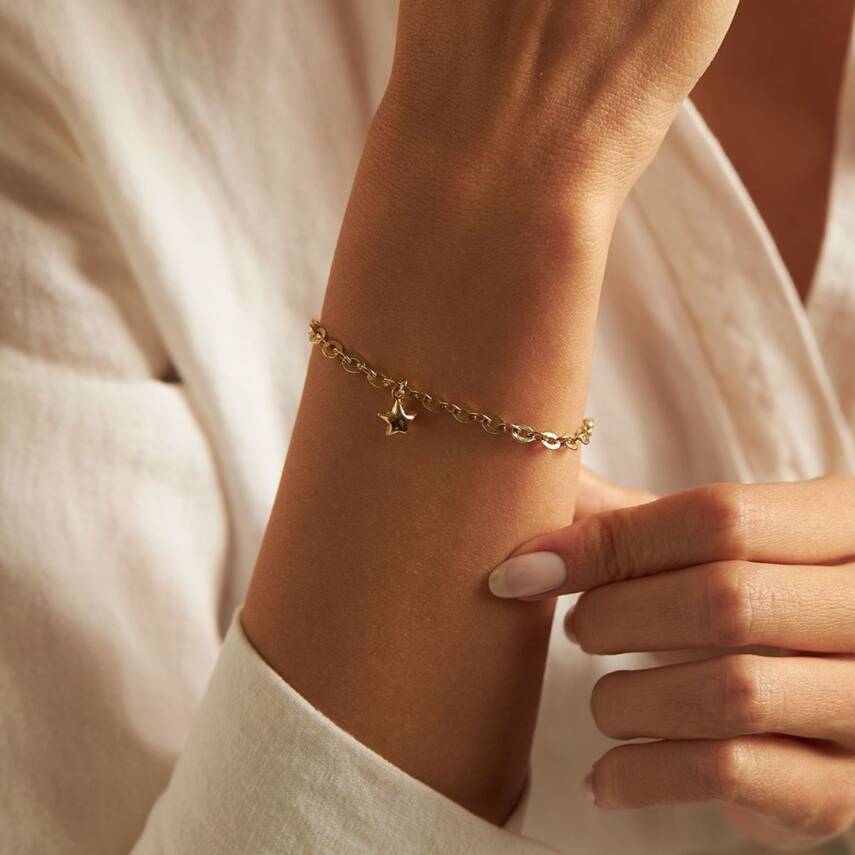 Minimal Yıldız Sallantılı Altın Bileklik - Semih Haşhaş Kuyumculuk