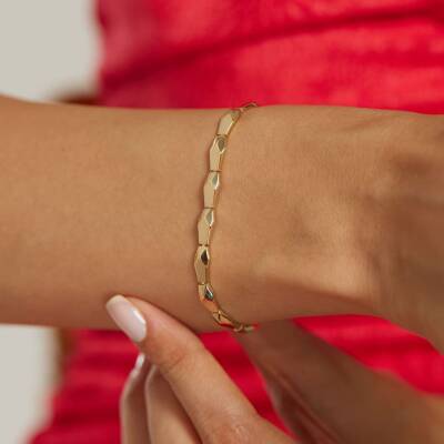 Modern Geometrik Tasarımlı Altın Bileklik - 1