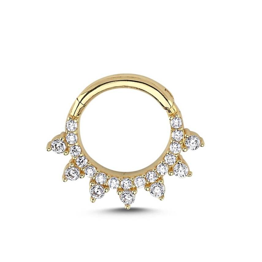 Modern Tasarımlı Taşlı Altın Tragus Helix Küpe - Semih Haşhaş Kuyumculuk